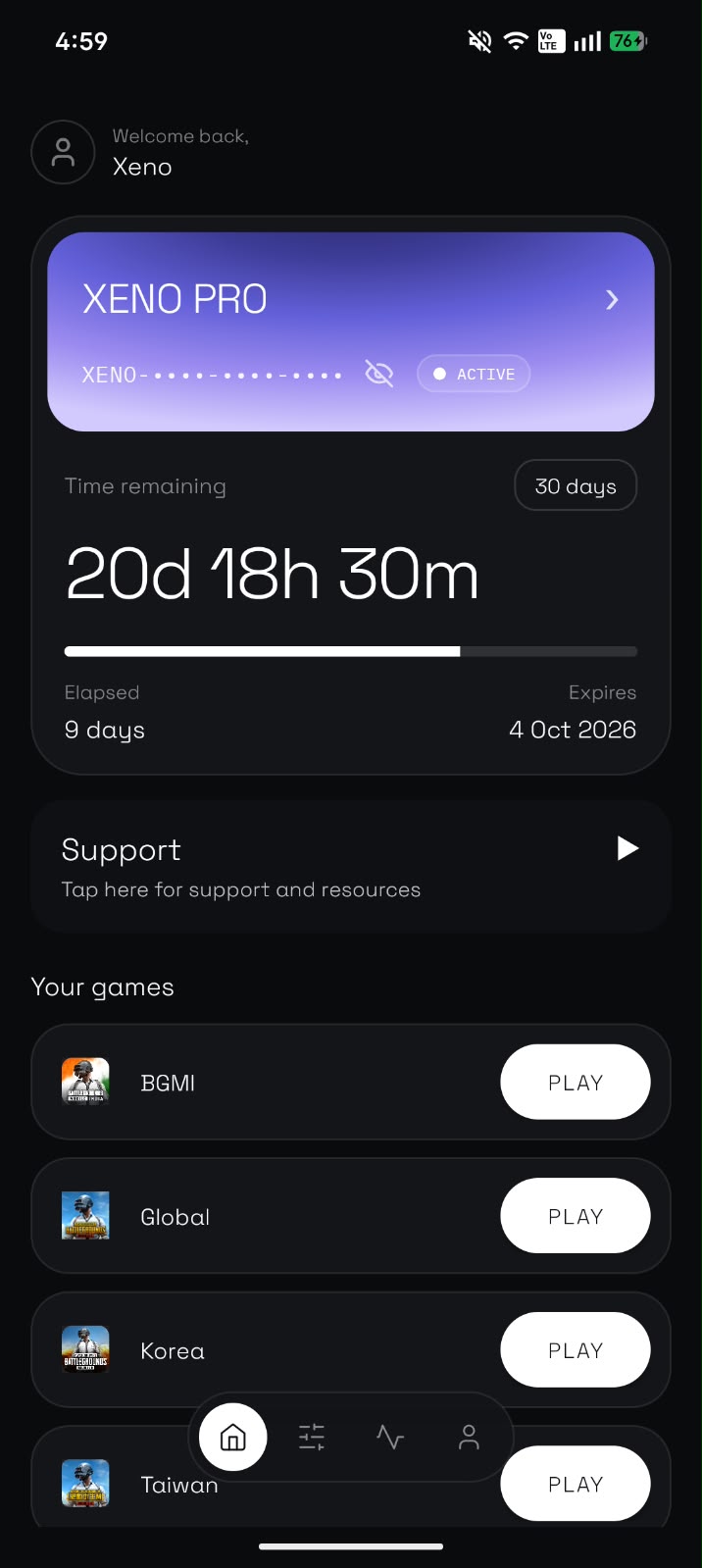Xeno Loader app running BGMI